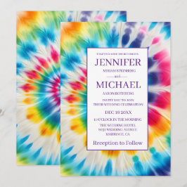 Psychedelische Tie-Dye Trouwuitnodigingen Kaart