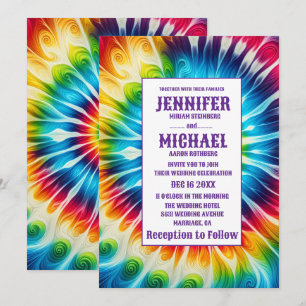 Psychedelische Tie-Dye Trouwuitnodigingen Kaart