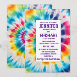 Psychedelische Tie-Dye Trouwuitnodigingen Kaart