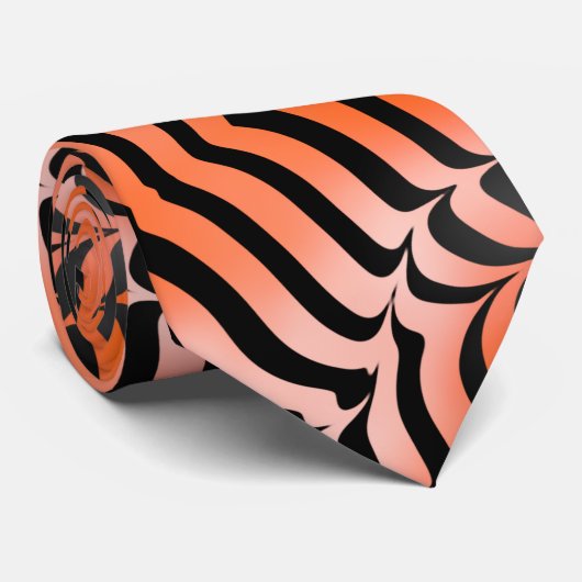 Psychedelische Tijger Huid Wild Animal Print Party Stropdas (Opgerold)