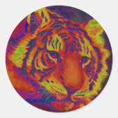 psychedelische tijger ronde sticker (Voorkant)