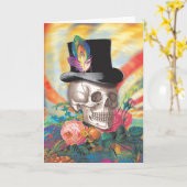 Psychedelische Top Hat Wenskaart Kaart (Gele Bloem)