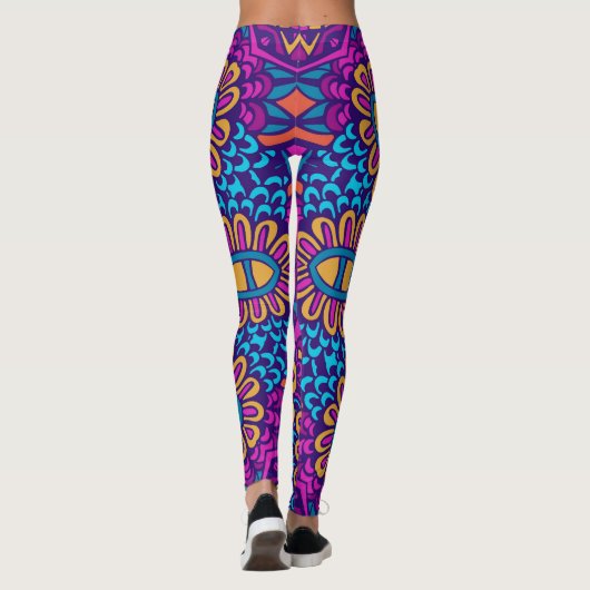 Psychedelische Tribal Pattern Leggings - Vibrant B (Achterkant)