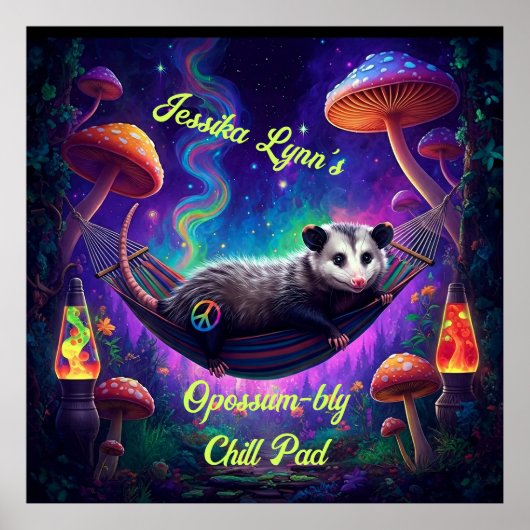 Psychedelische Trippy Hippie Opossum Custom Persoo Poster (Voorkant)