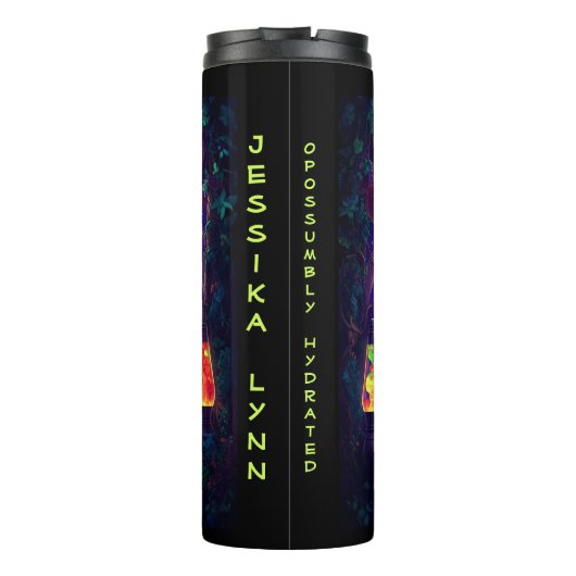 Psychedelische Trippy Hippie Opossum Custom Persoo Thermosbeker (Achterkant)