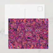 Psychedelische trippy kat in levendig neon briefkaart (Voorkant / Achterkant)