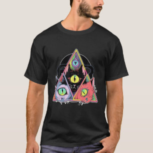 Psychedelische Trippy Kat Kunst Heilige Geometrie T-shirt
