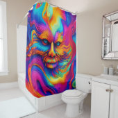 Psychedelische Trippy Kleurrijke Abstracte Paint S Douchegordijn (In situ)