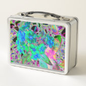 Psychedelische Trippy Limegroene en Blauwe Bloemen (Achterkant)