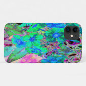 Psychedelische Trippy Limegroene en Blauwe Bloemen Case-Mate iPhone Case (Achterkant (horizontaal))