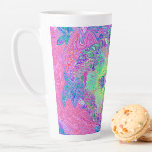 Psychedelische Trippy Limegroene en Paarse Hibiscu Latte Mok