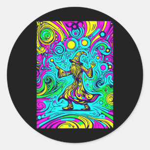 Psychedelische Trippy Rave Kleurrijke Dansende Tov Ronde Sticker