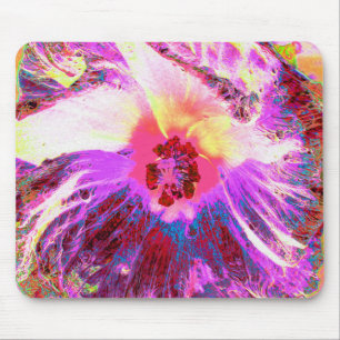 Psychedelische Trippy Regenboog Kleuren Hibiscus B Muismat