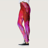 Psychedelische Trippy Retro Rode Hibiscus Bloem Leggings (Links)