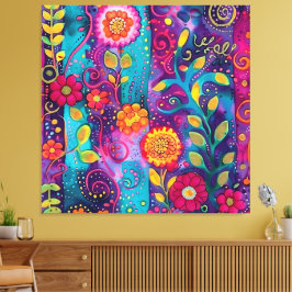 Psychedelische Tuin – Whimsy in Bloei Canvas Afdruk
