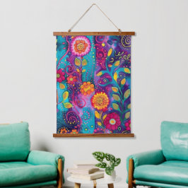 Psychedelische Tuin – Whimsy in Bloei Hangend Wandkleed