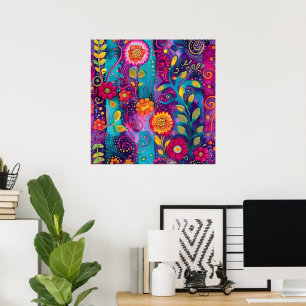 Psychedelische Tuin – Whimsy in Bloei Poster