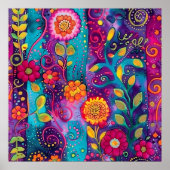 Psychedelische Tuin – Whimsy in Bloei Poster (Voorkant)
