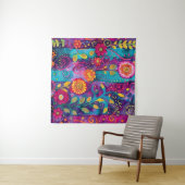 Psychedelische Tuin – Whimsy in Bloei Wandkleed (In Situ (horizontaal))