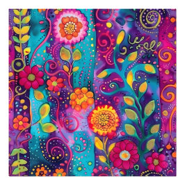 Psychedelische tuin - Whimsy in Bloom Foto Afdruk