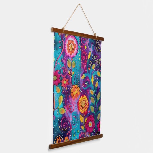 Psychedelische tuin - Whimsy in Bloom Hangend Wandkleed (Gebogen)