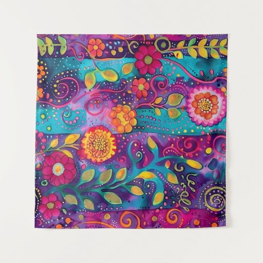 Psychedelische tuin - Whimsy in Bloom Wandkleed (Voorkant (horizontaal))