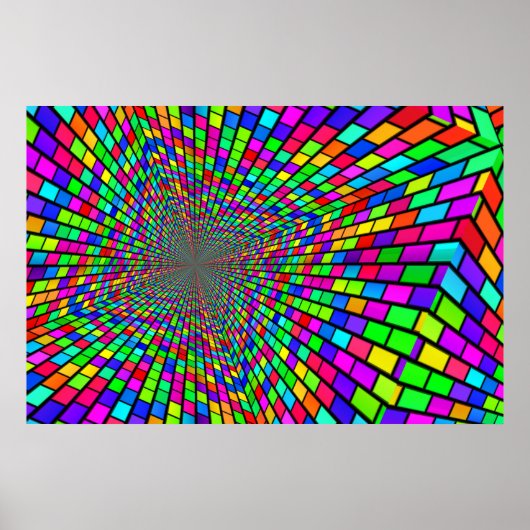 Psychedelische tunnel van blokken poster (Voorkant)