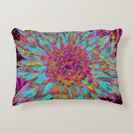 Psychedelische Turquoise Blau Abstracte Sierdahlia Accent Kussen