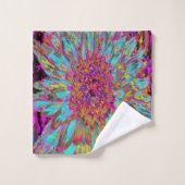 Psychedelische Turquoise Blauwe Abstracte Sierdahl Bad Handdoek (Wasdoekje)