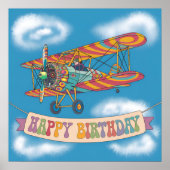 psychedelische tweedekker die over een spandoek vl poster (Voorkant)