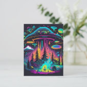 Psychedelische UFO-fantasiekunst Briefkaart (Staand voorkant)