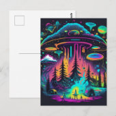 Psychedelische UFO-fantasiekunst Briefkaart (Voorkant / Achterkant)