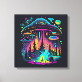 Psychedelische UFO-fantasiekunst Canvas Afdruk