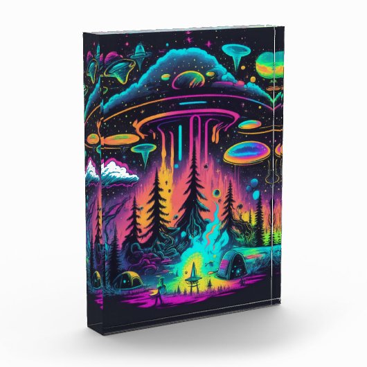 Psychedelische UFO-fantasiekunst Fotoblokken (Links)
