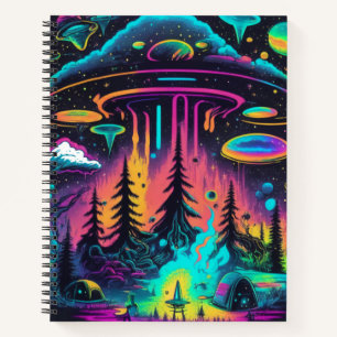 Psychedelische UFO-fantasiekunst Notitieboek