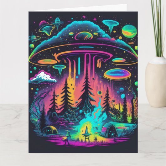 Psychedelische UFO Fantasy Art Verjaardag  Kaart (Voorkant)