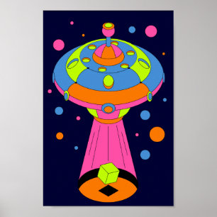 Psychedelische UFO-ontvoering Poster