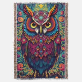 🌈 Psychedelische Uil Comfort – Boho Dier Worp Kun Deken