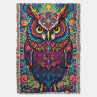 🌈 Psychedelische Uil Comfort – Boho Dier Worp Kun Deken