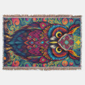 🌈 Psychedelische Uil Comfort – Boho Dier Worp Kun Deken (Voorkant)