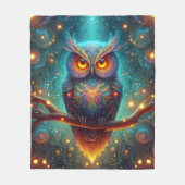 Psychedelische uil in een kosmisch bos fleece deken (Voorkant)