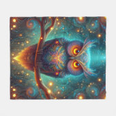 Psychedelische uil in een kosmisch bos fleece deken (Voorkant (Horizontaal))
