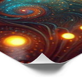 Psychedelische uil in een kosmisch bos perfect poster (Hoek)