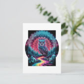 Psychedelische Uil Mandala - Trippy Bos Kunst Briefkaart (Staand voorkant)