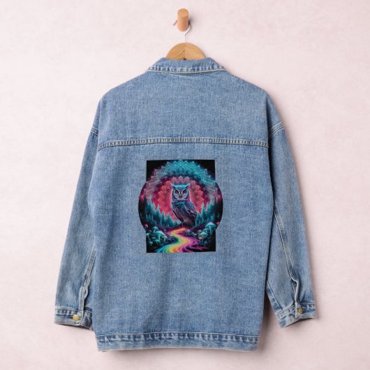 Psychedelische Uil Mandala - Trippy Forest Art Denim Jacket (Hangar)