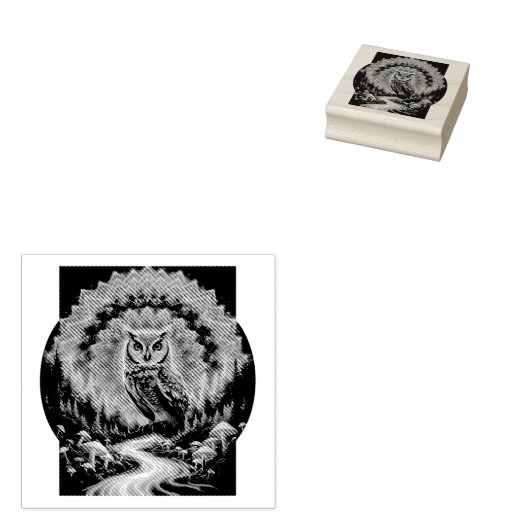 Psychedelische Uil Mandala - Trippy Forest Art Rubberstempel (Gestempeld)