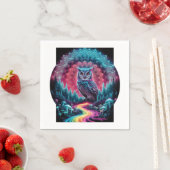 Psychedelische Uil Mandala - Trippy Forest Art Servet (Insitu)