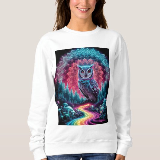 Psychedelische Uil Mandala - Trippy Forest Art Trui (Voorkant)