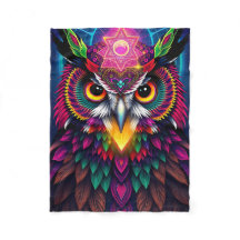 Psychedelische Uil: Neon Mandala Kunst