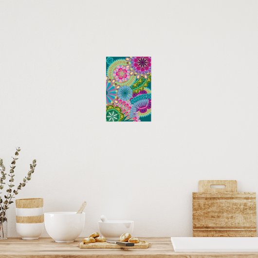 psychedelische vederbloemen poster (Keuken)